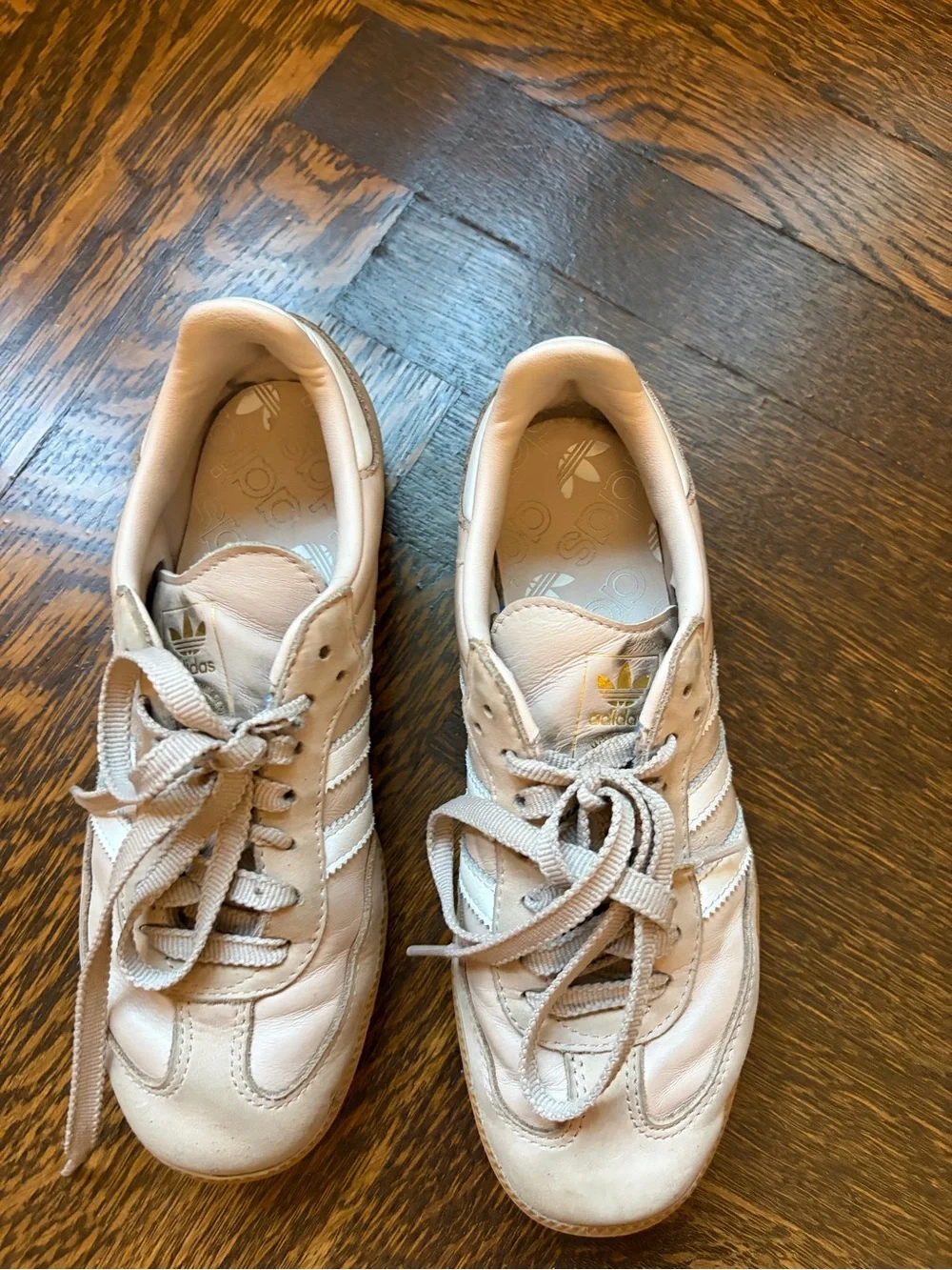 adidas Women’s Beige/Mauve Sneakers with White Stripes